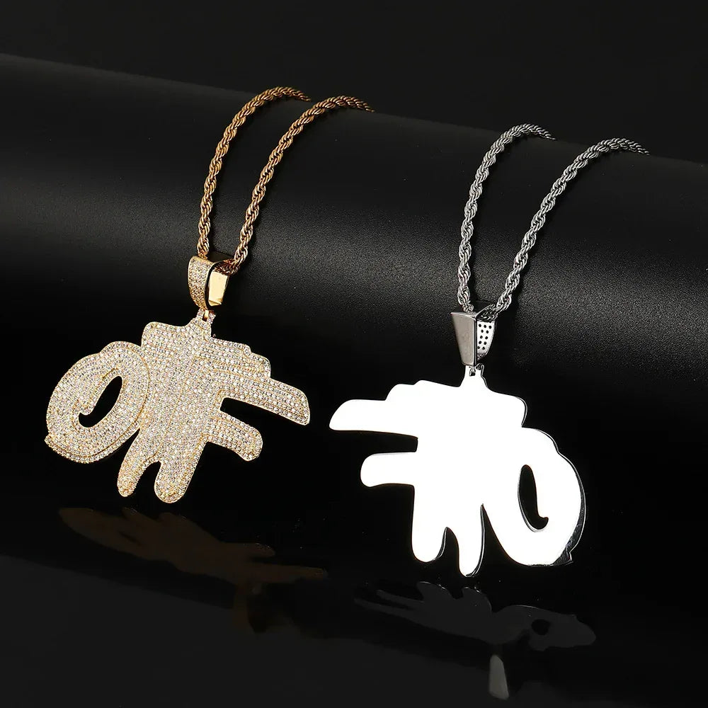 DIY OTF Letter Pendant Necklace with Micro-Pave Zircon and Copper Frame for Men | Caratix Jewelry - CaratixJewelry