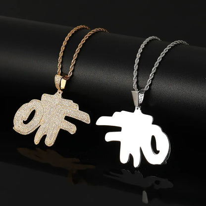 DIY OTF Letter Pendant Necklace with Micro-Pave Zircon and Copper Frame for Men | Caratix Jewelry - CaratixJewelry