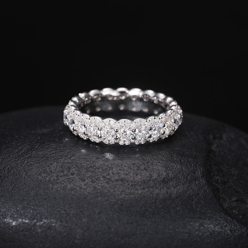 Moissanite Ice Cube Ring 925 Sterling Silver Band | Caratix
