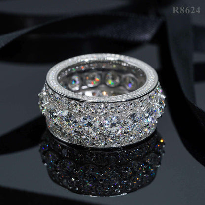 5mm Moissanite Men’s Ring | S925 Silver Full Iced Out Hip Hop Rapper Jewelry - CaratixJewelry
