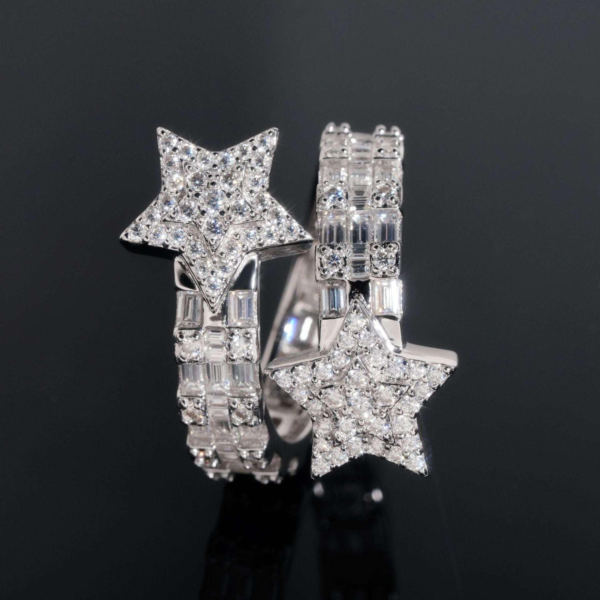 Moissanite Star Men’s Ring | S925 Silver Full Iced Out Hip Hop Jewelry - CaratixJewelry