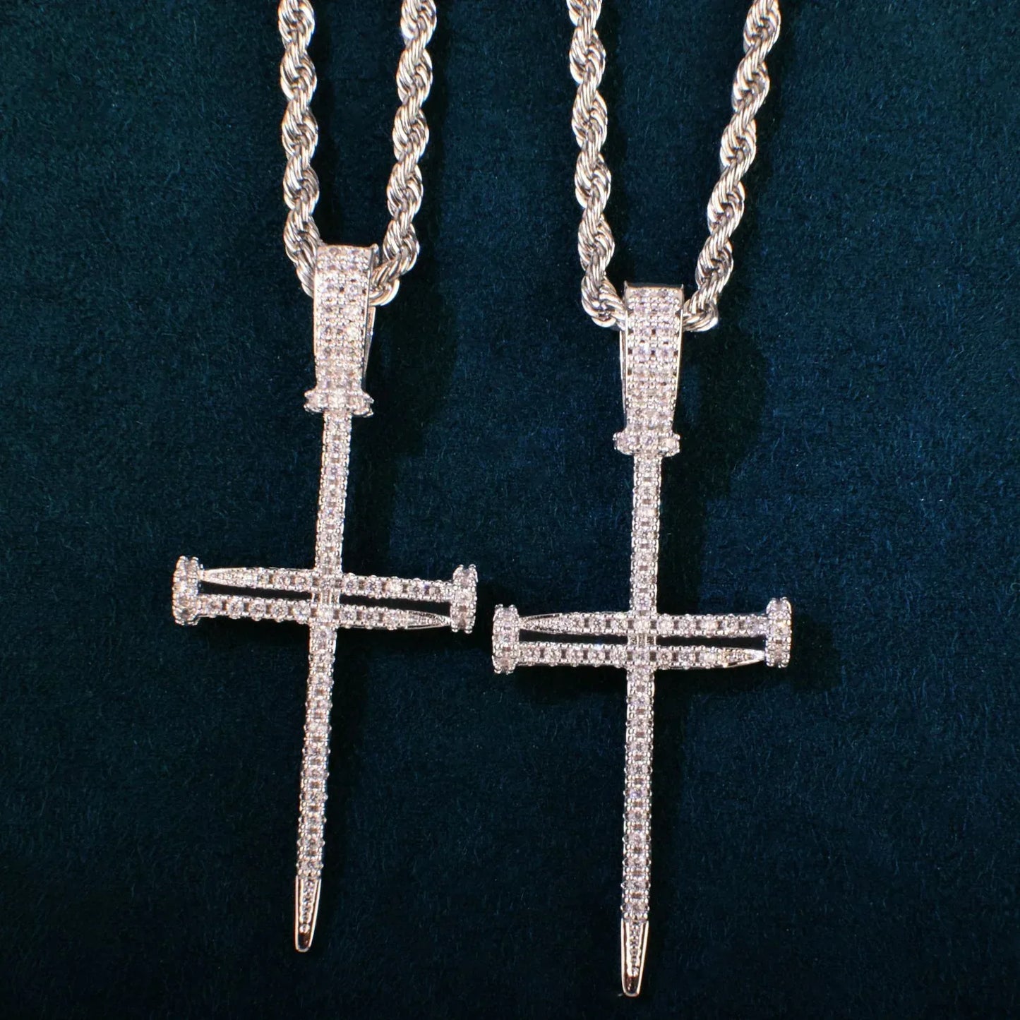 Nail Cross Pendant Necklace | CZ Iced Out Hip Hop Men’s Streetwear Jewelry - CaratixJewelry
