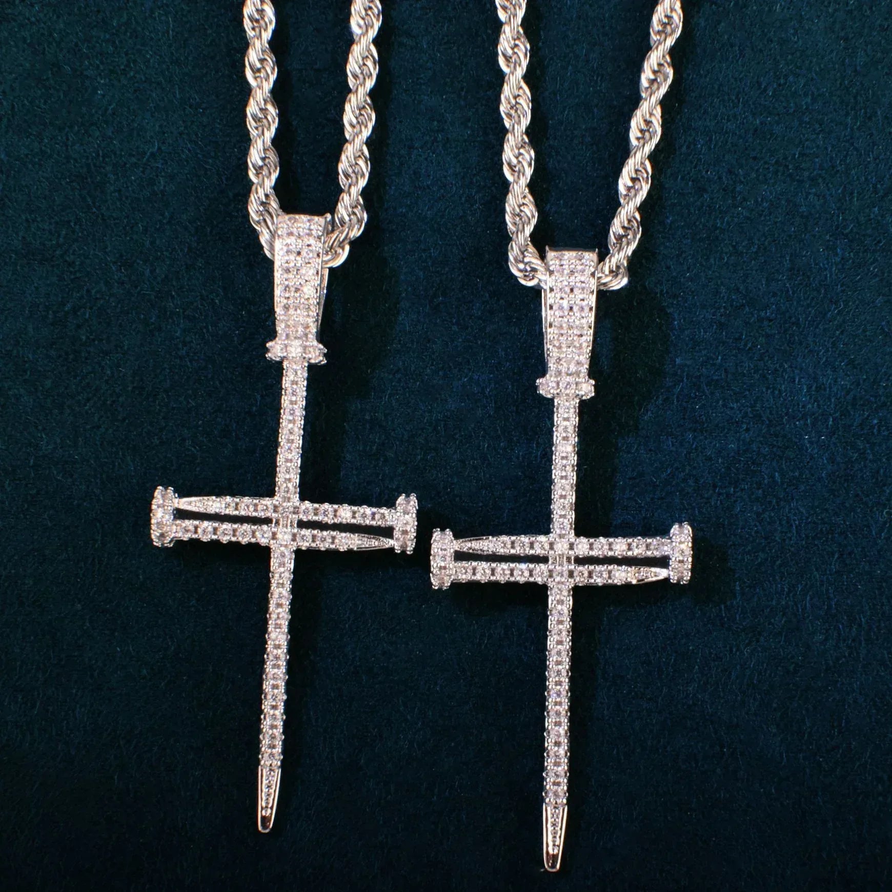 Nail Cross Pendant Necklace | CZ Iced Out Hip Hop Men’s Streetwear Jewelry - CaratixJewelry