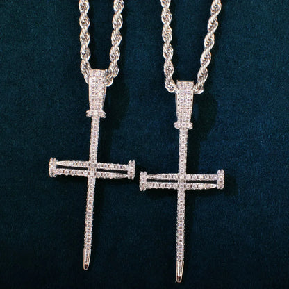 Nail Cross Pendant Necklace | CZ Iced Out Hip Hop Men’s Streetwear Jewelry - CaratixJewelry