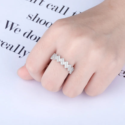 S925 Sterling Silver Wavy Band | Iced Out Ripple Ring | Caratix