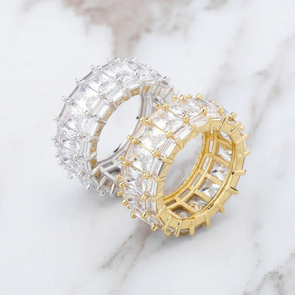 Rectangular Pave Zirconia Ring | Luxury Geometric Band | Caratix