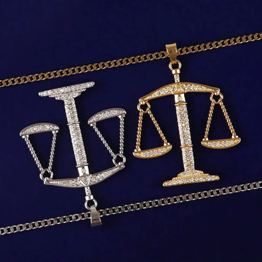 Men's Scales of Justice Necklace | Premium Copper CZ Libra Jewelry Caratix - CaratixJewelry