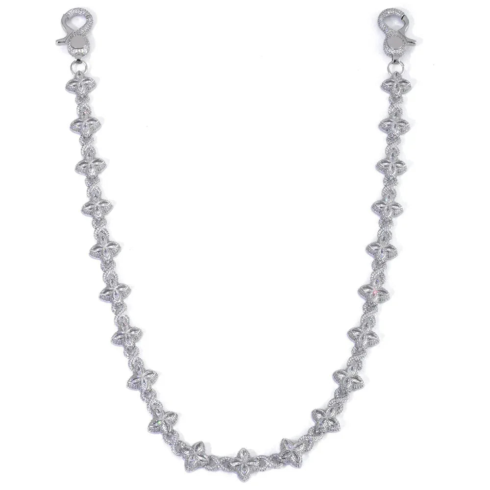 Women's Clover & Infinity 8 Metallic Waist Chain | Iced Out Jewelry Body Link | Luxury Zircon Belt Accessory | Caratix - CaratixJewelry