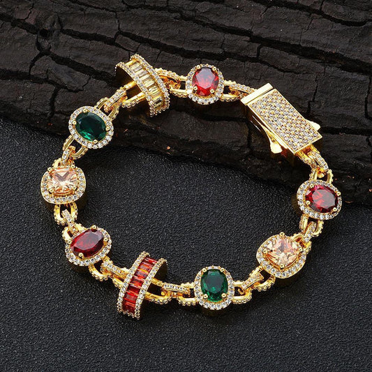 Colorful Gemstone Bracelet Luxury Hip Hop Jewelry for Men | Caratix Jewelry - CaratixJewelry