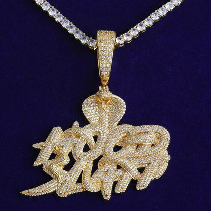 Iced Out King Cobra Pendant | Men's Real Copper 3D Serpent Necklace | - CaratixJewelry