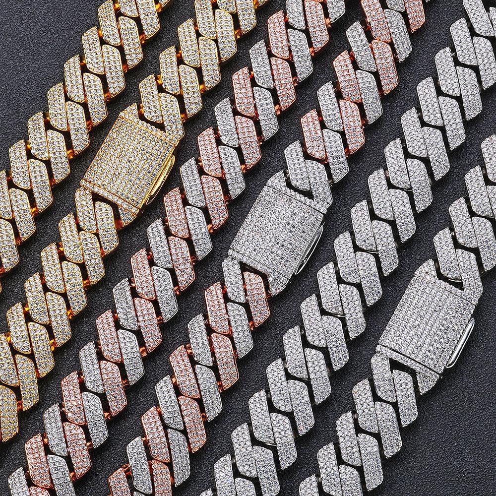 20mm Triple Row -Shaped Zircon Cuban Link Bracelet - CaratixJewelry