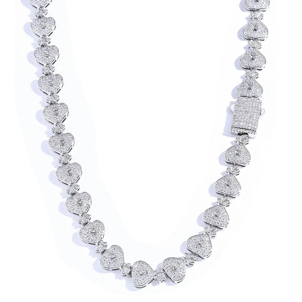 15mm Moissanite Money Bag Cuban Link Chain for Men – S925 Sterling Silver Custom Luxury Hip Hop Necklace - CaratixJewelry