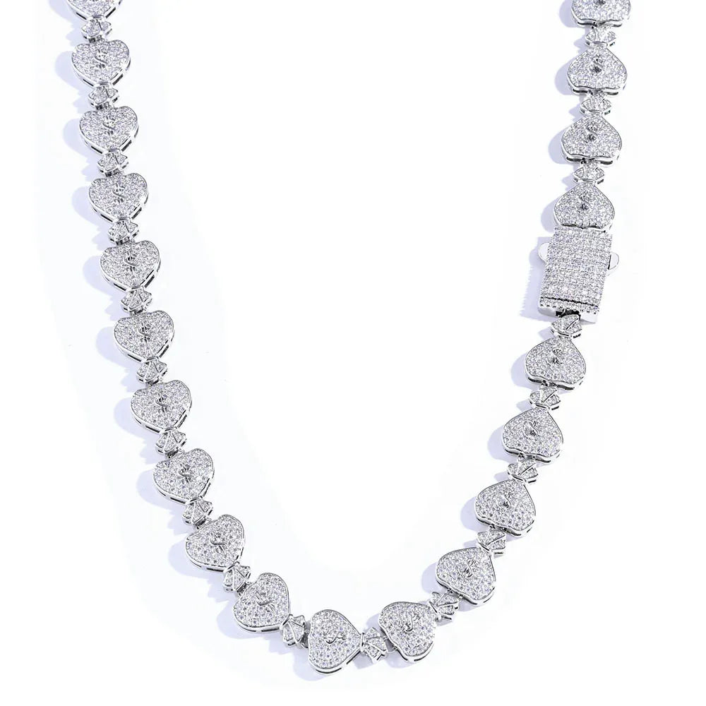 15mm Money Bag Zircon Cuban Chain Necklace - CaratixJewelry