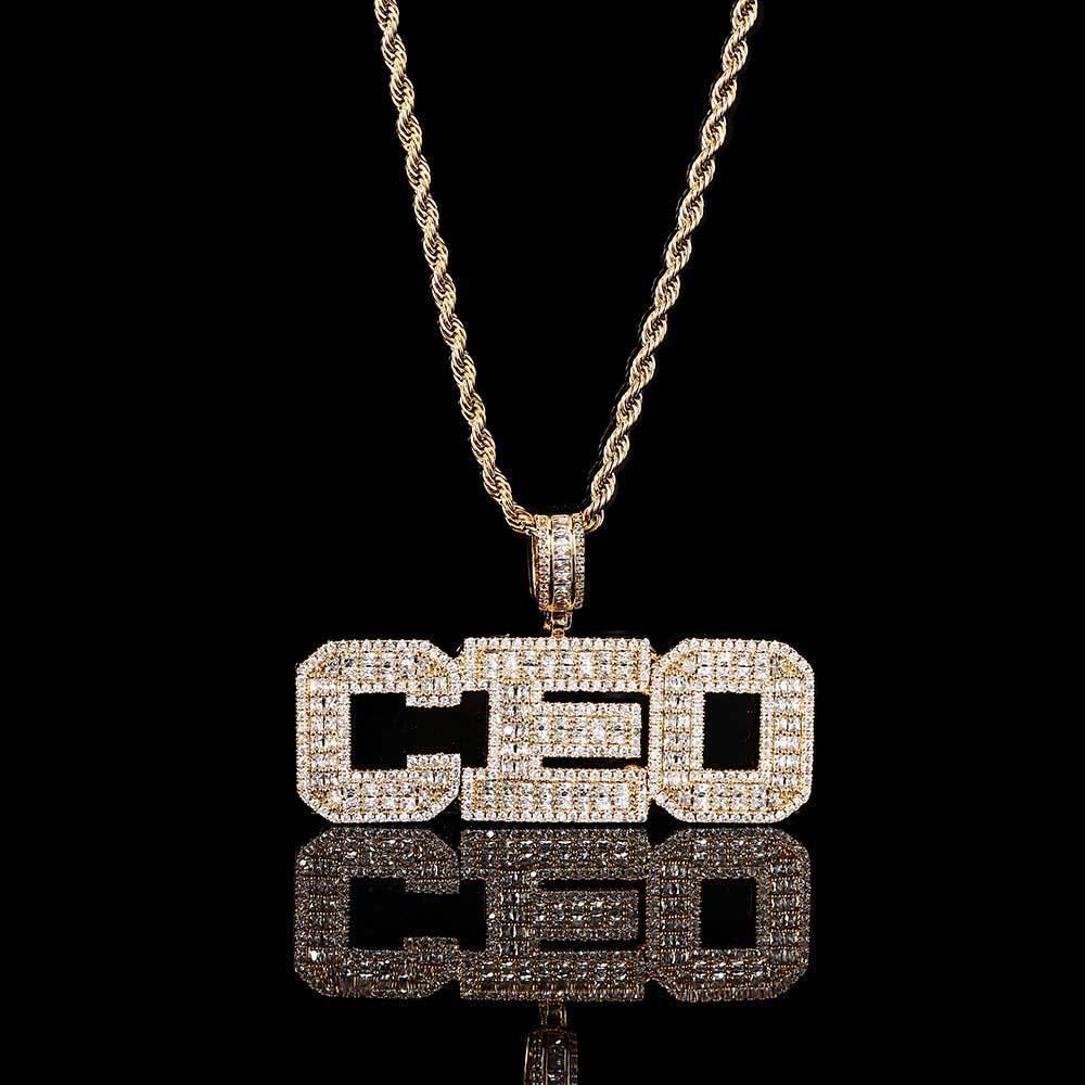 T-Shaped Zircon Letter Pendant Necklace with Gold Plating for Men | Caratix Jewelry - CaratixJewelry