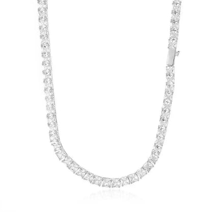 Custom 5.5mm Square Tennis Necklace | Princess Cut Gold Chain for Rapper | Caratix - CaratixJewelry