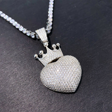 Iced Out Heart Pendant | Men's Gold Plated Hip Hop Heart Charm | Caratix