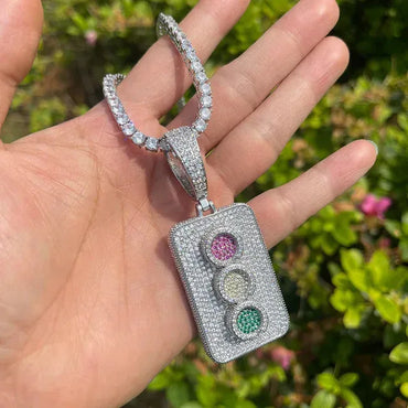 Men's "Always On Go" Necklace | Multi-Color CZ Street Light Jewelry Caratix - CaratixJewelry