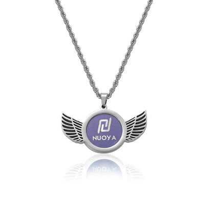 Winged Round Photo Frame Pendant Necklace with Customizable Photo for Men | DIY Stainless Steel Necklace | Caratix Jewelry - CaratixJewelry