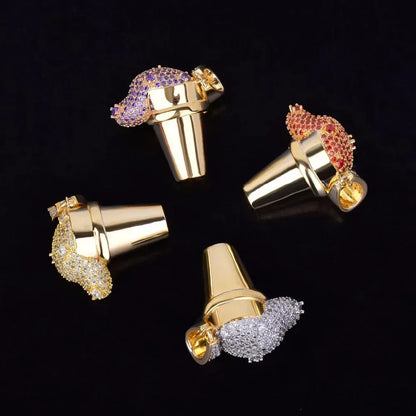 Men's Glossy Drip Cone Necklace | Premium Copper CZ Dessert Jewelry | "So Icy" Hip Hop Bling | Caratix - CaratixJewelry