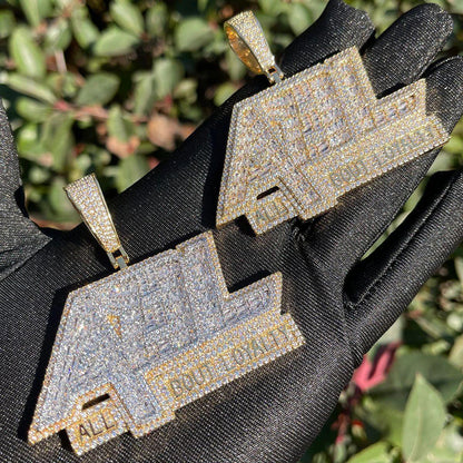 Iced Out "All Bout Loyalty" Pendant | Men's Street Motto Necklace | Premium Copper CZ Slogan Jewelry | Brotherhood Bling | Caratix - CaratixJewelry