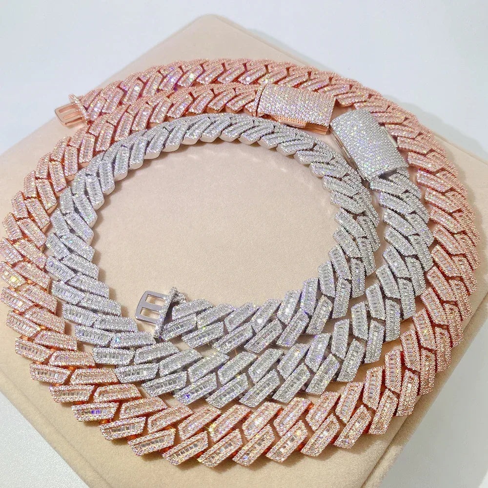 18mm Moissanite Cuban Link Necklace & Bracelet | S925 Silver Iced Out Hip Hop Jewelry - CaratixJewelry