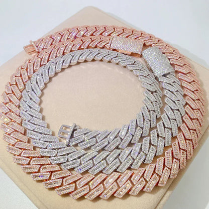 18mm Moissanite Cuban Link Necklace & Bracelet | S925 Silver Iced Out Hip Hop Jewelry - CaratixJewelry
