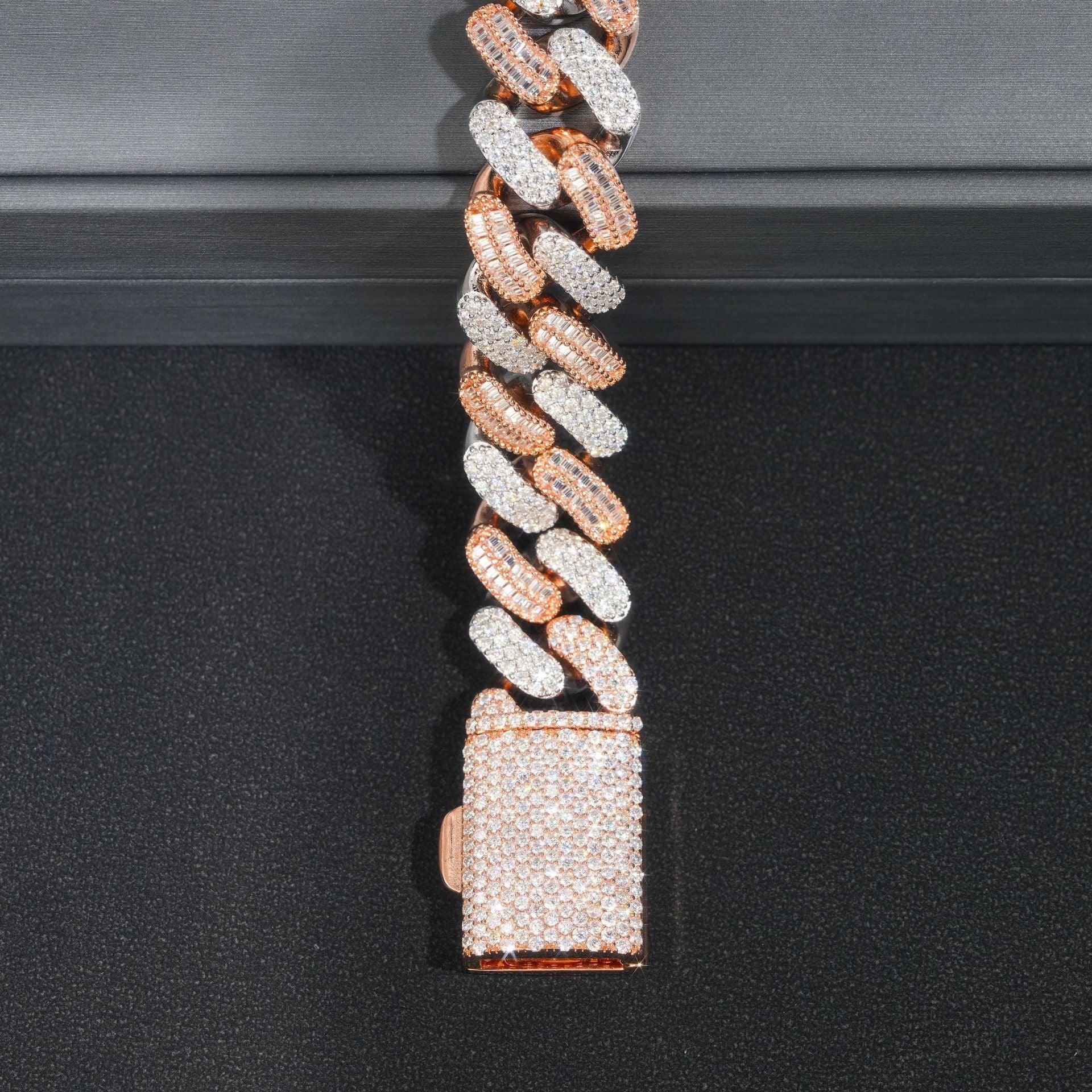 16mm Moissanite Cuban Link Bracelet | S925 Silver Men’s Hip Hop Jewelry - CaratixJewelry