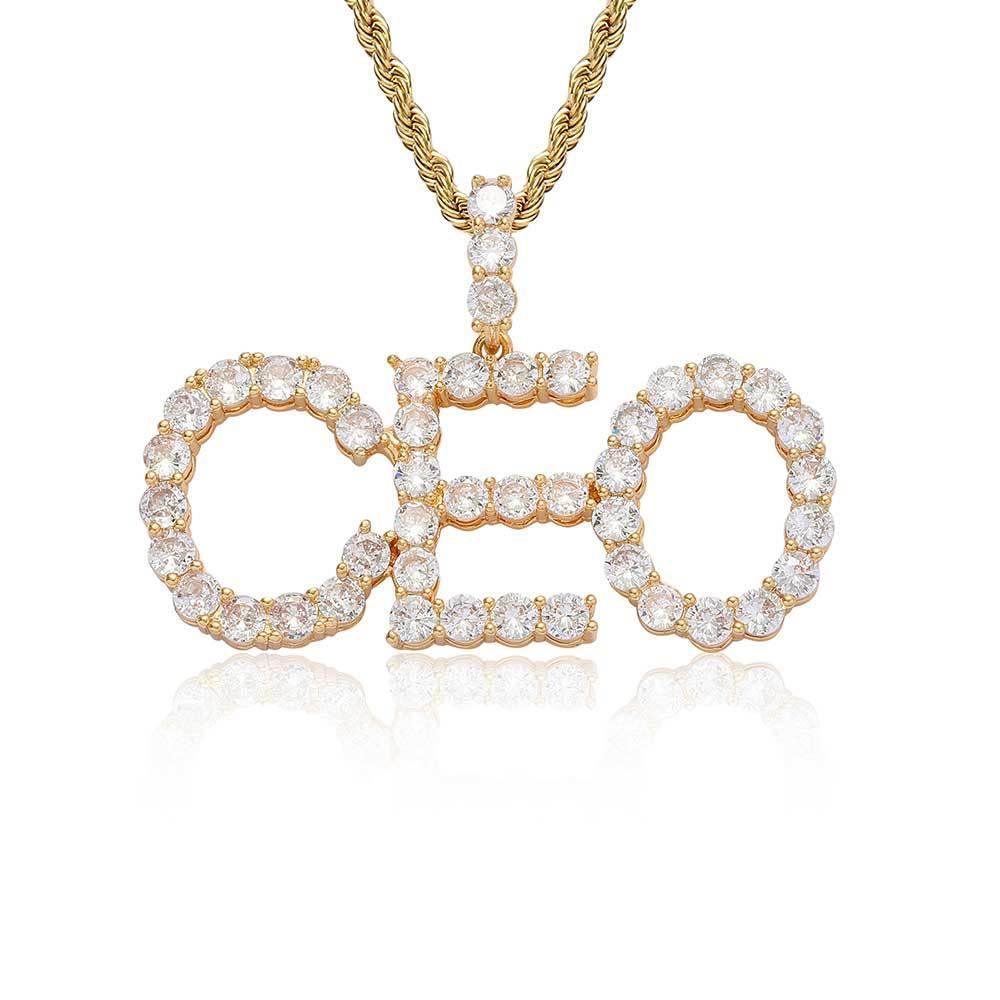 Letter Combination Pendant Necklace with Single Row Zircon Stones for Men | Caratix Jewelry - CaratixJewelry