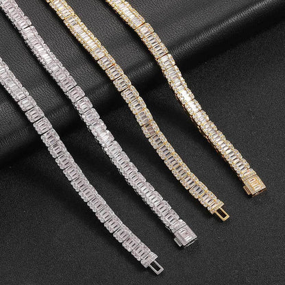 8mm Square Tennis Chain Bracelet with Mixed Zircon and Flip Clasp for Men | Caratix Jewelry - CaratixJewelry