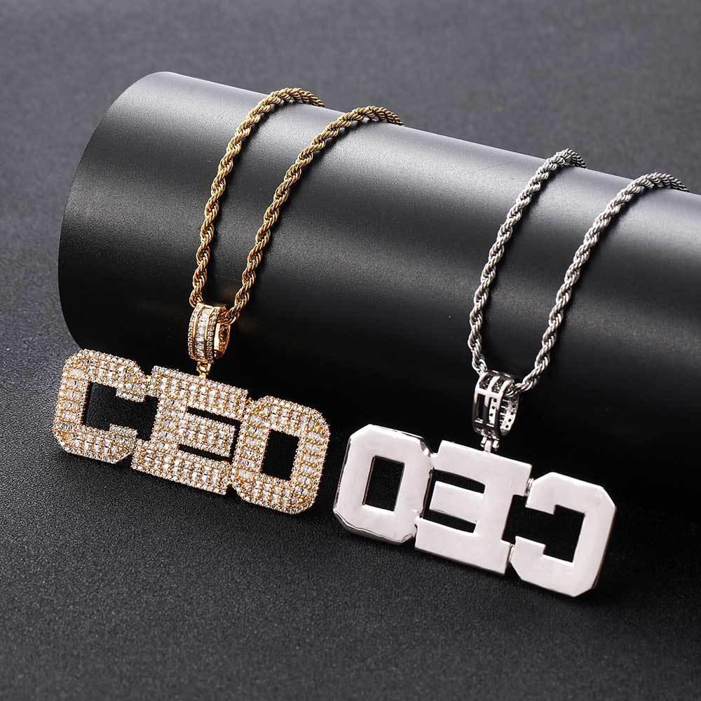 T-Shaped Zircon Letter Pendant Necklace with Gold Plating for Men | Caratix Jewelry - CaratixJewelry