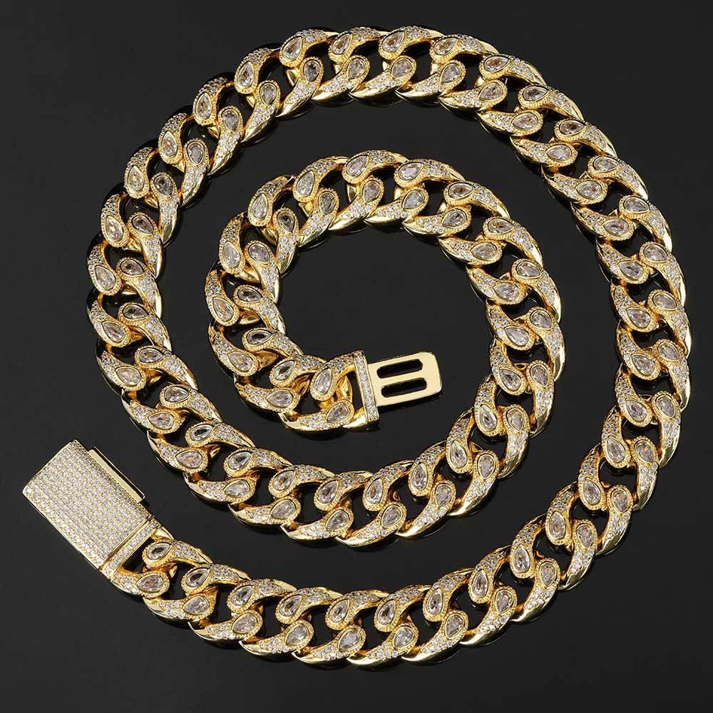 16mm Eyeglass Link Cuban Chain Necklace Zircon - CaratixJewelry