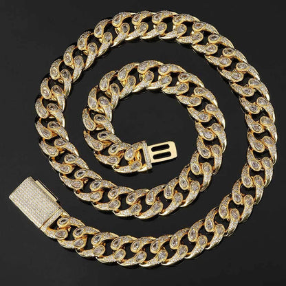 16mm Eyeglass Link Cuban Chain Necklace Zircon - CaratixJewelry