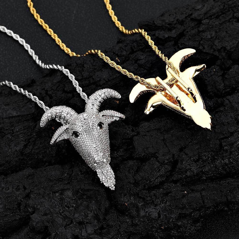 Goat Head Pendant Necklace with Micro-Pave Zircon for Men | Caratix Jewelry - CaratixJewelry
