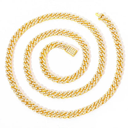 5mm Single-Row Moissanite Cuban Link Chain for Men – S925 Sterling Silver Luxury Hip Hop Necklace - CaratixJewelry