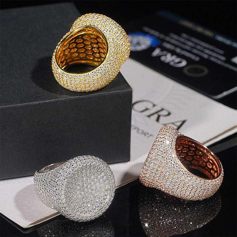 Men’s D-Color Moissanite Hip Hop Ring | S925 Silver Iced Out Fashion Jewelry - CaratixJewelry