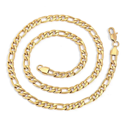 Custom Stainless Steel Figaro Chain Necklace with Box Clasp for Men | Caratix Jewelry - CaratixJewelry