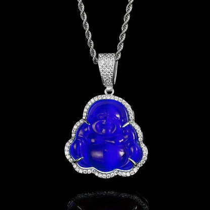 Custom Cat's Eye Stone Maitreya Buddha Pendant Necklace with Zircon Stones for Men and Women | Caratix Jewelry - CaratixJewelry