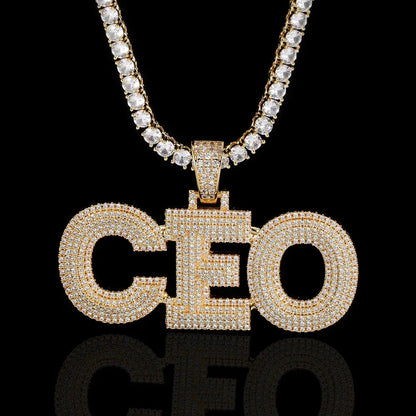DIY 3-Layer Letter Pendant Necklace with Copper Frame and Full Zircon Stones for Men and Women | Caratix Jewelry - CaratixJewelry