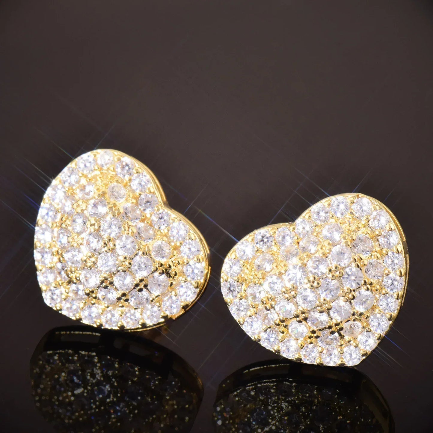 Heart Shaped Zircon Stud Earrings | Trendy & Fashionable Hip Hop Jewelry | Caratix Jewelry - CaratixJewelry