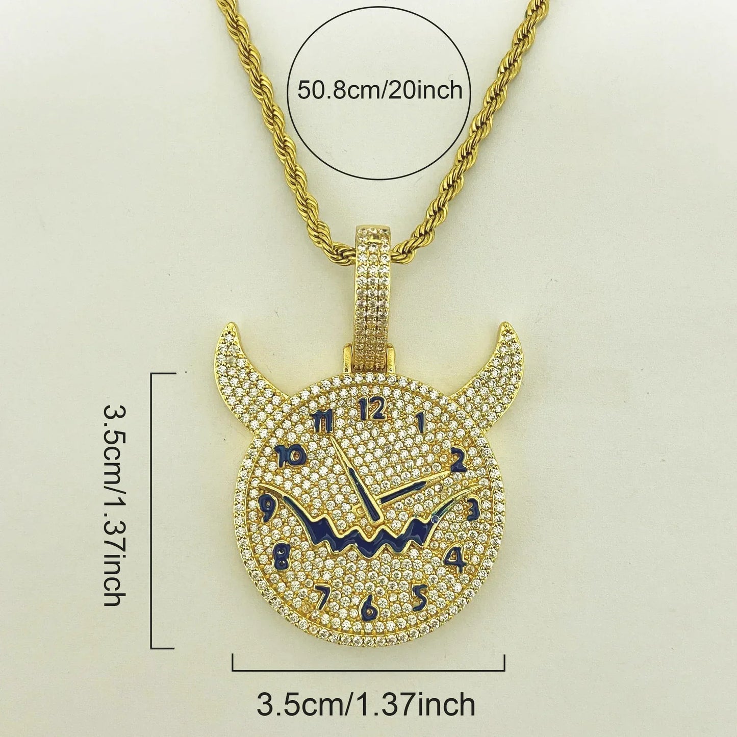 Men's Niche Skull Watch Necklace | 14K Gold Finish CZ Hip Hop Bling - CaratixJewelry