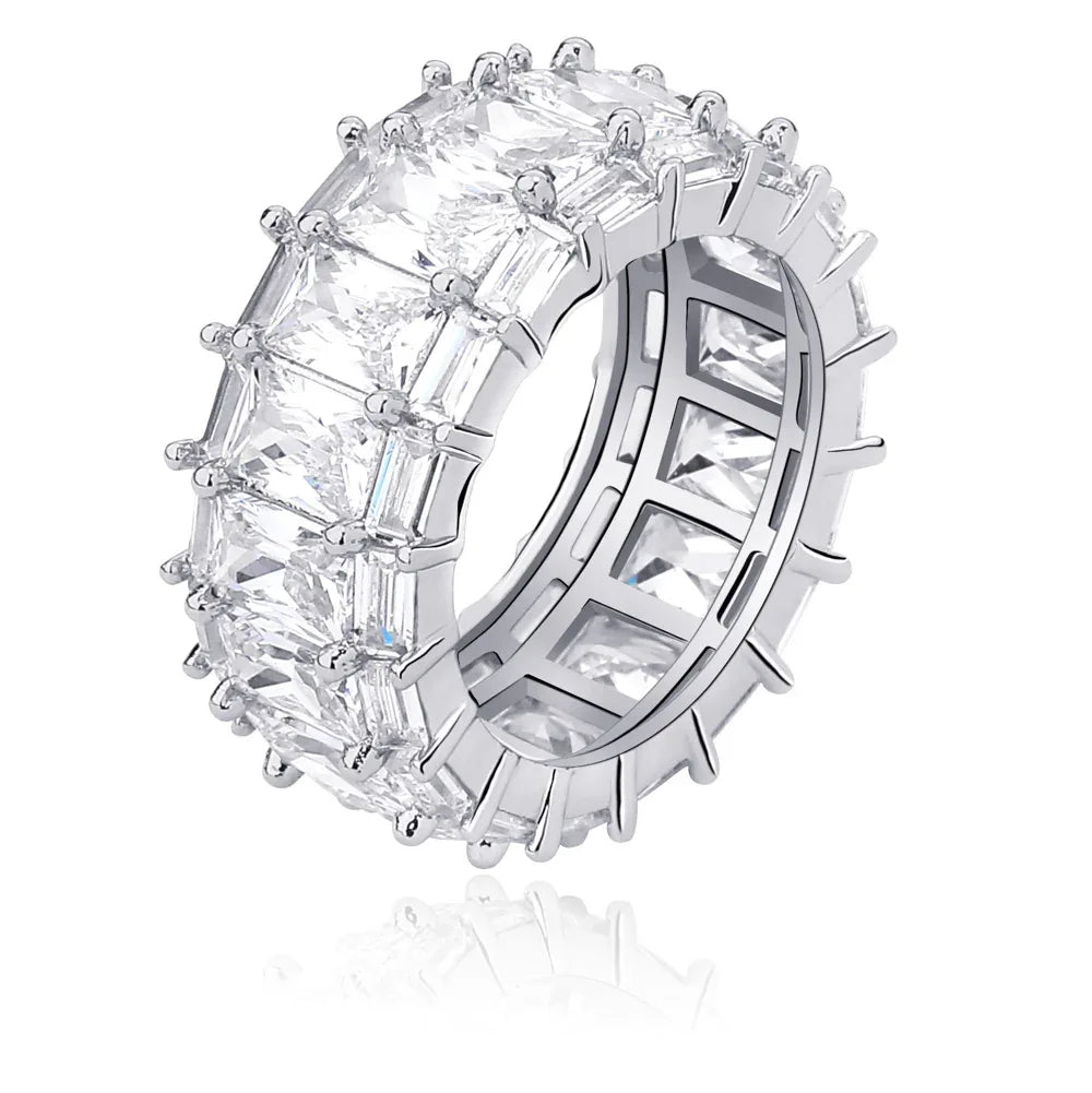 Rectangular Pave Zirconia Ring | Luxury Geometric Band | Caratix