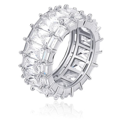 Rectangular Pave Zirconia Ring | Luxury Geometric Band | Caratix