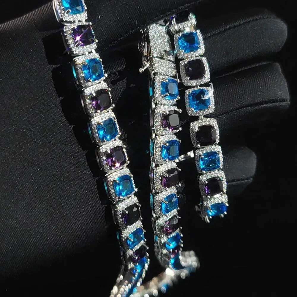 10mm Iced Out Candy Chain Necklace Colorful Rapper Iced Out Chain Style | Caratix Jewelry - CaratixJewelry