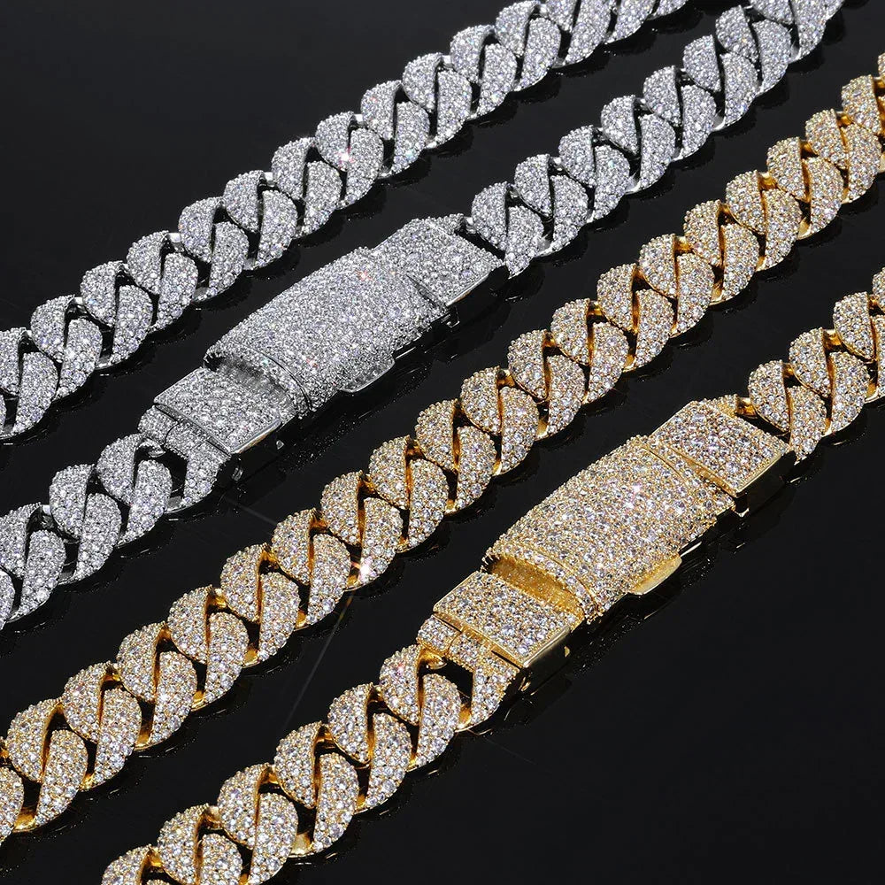 14mm Cuban Link Hip Hop Bracelet Rapper Iced Out Chain Style - CaratixJewelry