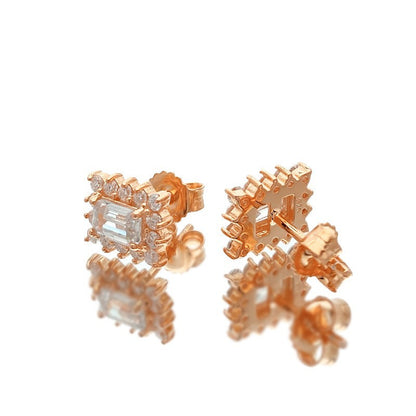 Square Lace Moissanite Stud Earrings - Elegant S925 Silver Geometric Bling | Caratix