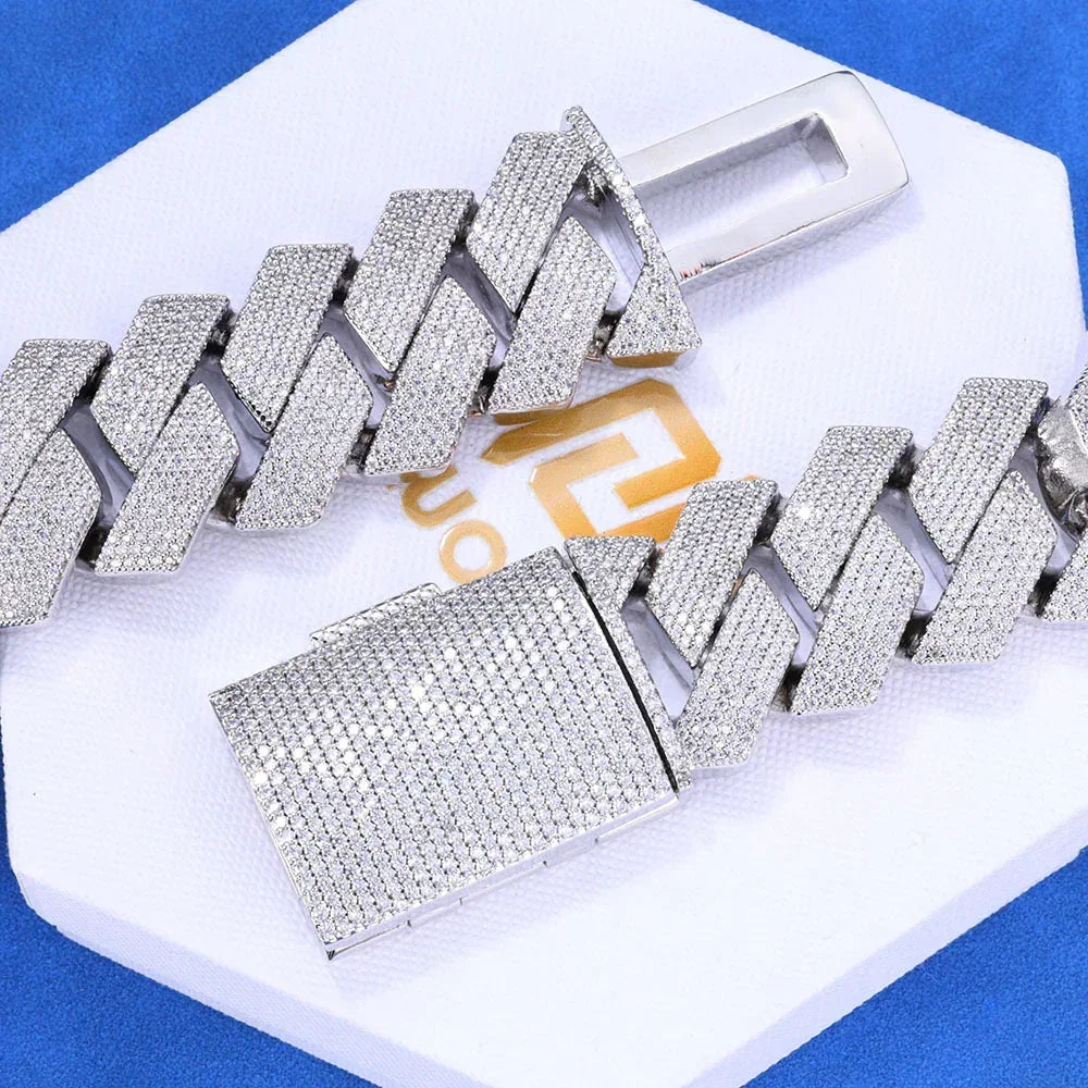 -Cut Moissanite Cuban Link Chain – S925 Sterling Silver Iced-Out Hip Hop Men’s Luxury Streetwear Necklace - CaratixJewelry