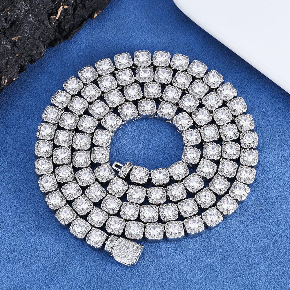 Custom 5mm S925 Silver Baguette Necklace | Flip-Clasp Hip Hop Bling for Women | Caratix - CaratixJewelry