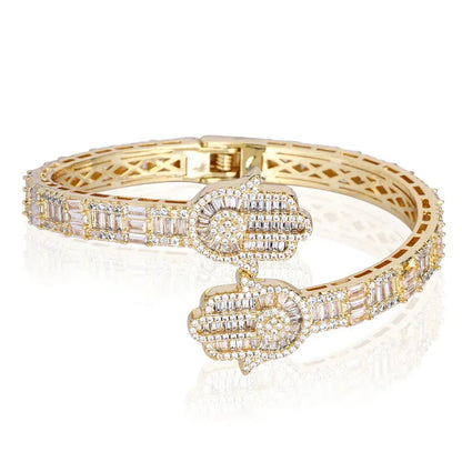 Mixed Zircon Hand of Fatima Bracelet for Men | High-End Hip Hop Jewelry | Caratix Jewelry - CaratixJewelry