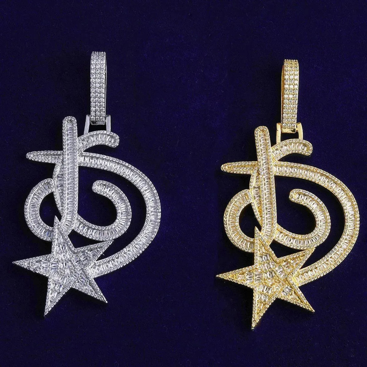 Iced Out 3D Star Pendant | Men's Real Copper CZ Necklace - CaratixJewelry