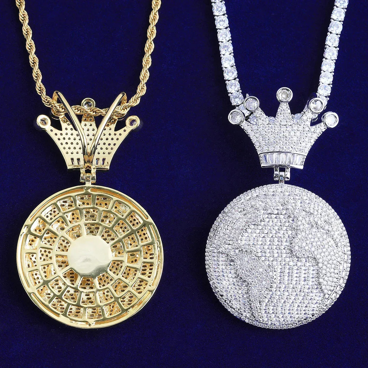 Luxury Iced Out Crowned Globe Pendant for Men | Hip Hop World Map Necklace | Genuine Copper CZ Jewelry | Senior Sense Bling | Caratix - CaratixJewelry